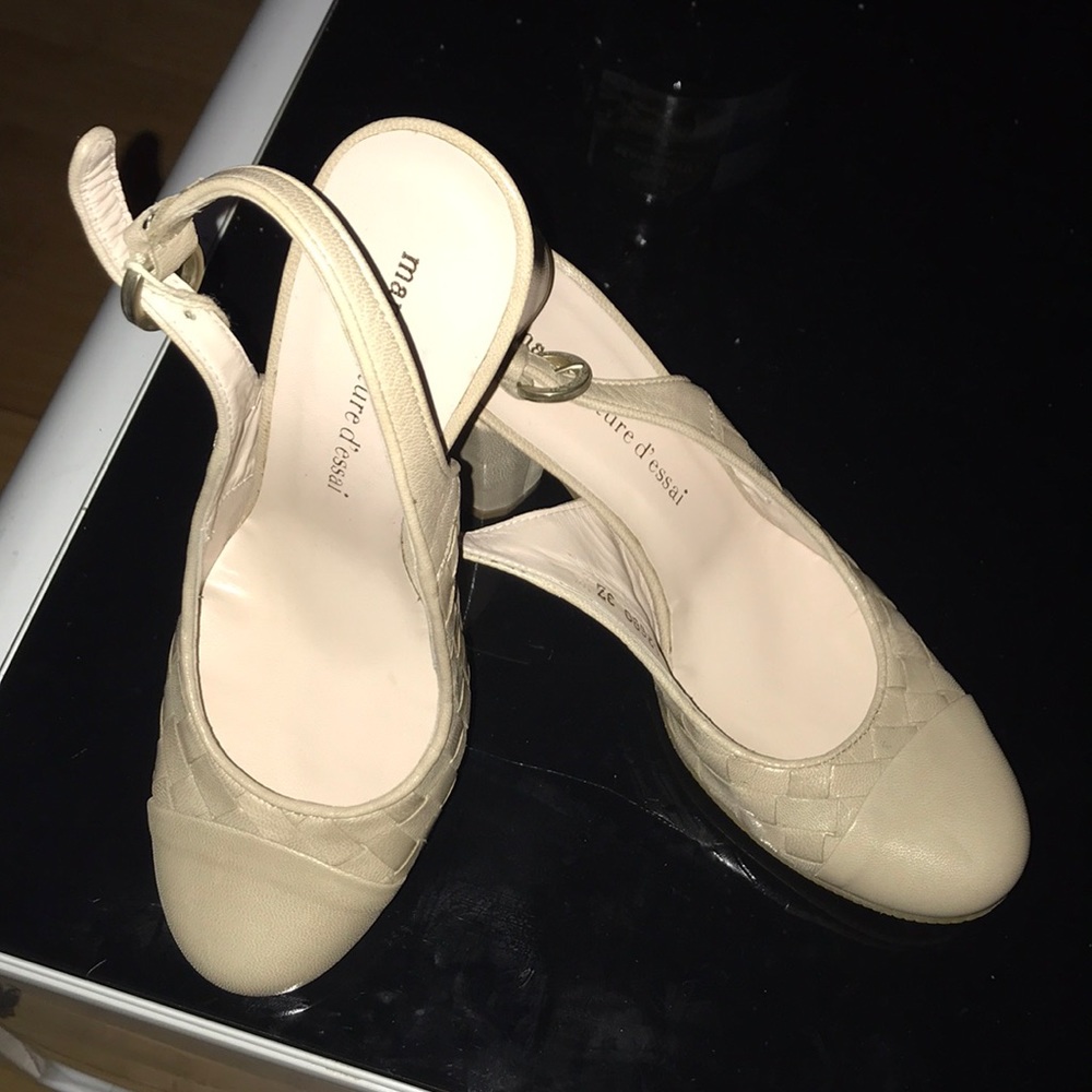 Cute light tan leather heels fun for any occasion